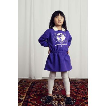 Mini Rodini rochie din bumbac pentru copii culoarea violet, mini, evazati, 2475010645