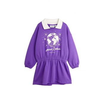 Mini Rodini rochie din bumbac pentru copii culoarea violet, mini, evazati, 2475010645