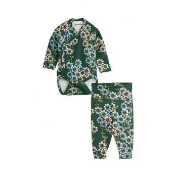 Mini Rodini set de bumbac pentru bebelusi Daisys culoarea verde, 2474012175