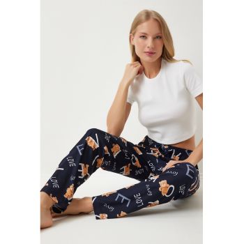 Pantaloni de pijama cu imprimeu - din amestec de bumbac