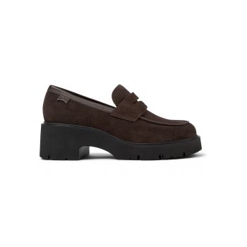 Pantofi loafer din piele intoarsa cu toc masiv Milah