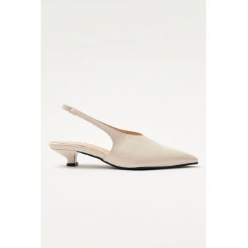 Pantofi slingback de piele cu toc kitten