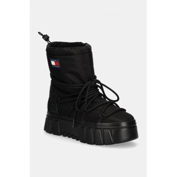 Tommy Jeans cizme de iarna TJW HYBRID BOOT culoarea negru, EN0EN02601