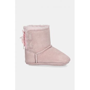 UGG pantofi din piele intoarsa pentru bebe BABY BAILEY BOW culoarea roz, 1157692I