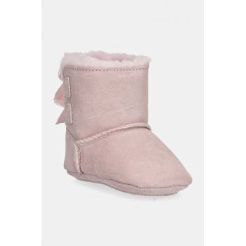 UGG pantofi din piele intoarsa pentru bebe BABY BAILEY BOW culoarea roz, 1157692I