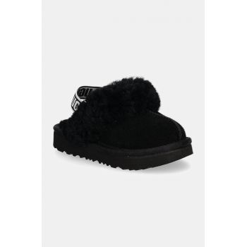 UGG papuci din piele intoarsa pentru copii FUNKETTE culoarea negru, 1130395T