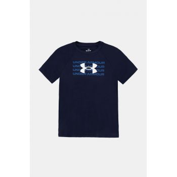 Under Armour tricou copii B TECH WM LOGO SS culoarea albastru marin, cu imprimeu, 1386819