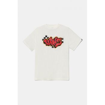 Vans tricou de bumbac pentru copii BY Tagged culoarea bej, cu imprimeu, VN000K10FS81