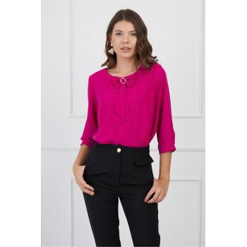 Bluza Kara fucsia cu funda la bust