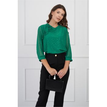 Bluza Milena verde cu picatele