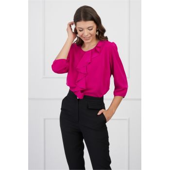 Bluza Sore fucsia cu volan