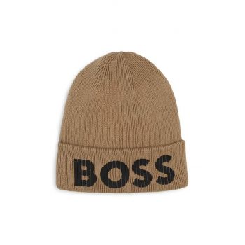 BOSS caciula de bumbac pentru copii culoarea bej, J51564