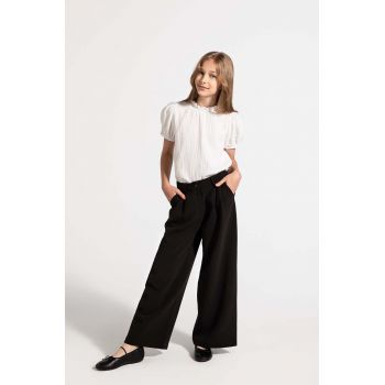 Coccodrillo pantaloni copii culoarea negru, neted, BACK TO SCHOOL GIRL