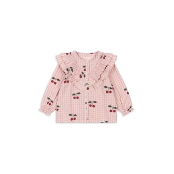 Konges Sløjd bluza de bumbac pentru copii KIM FRILL BLOUSE GOTS culoarea roz, modelator, KS101546