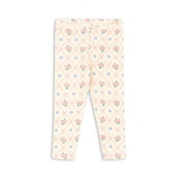 Konges Sløjd leggins din bumbac pentru copii MINNIE PANTS GOTS culoarea bej, neted, KS101612