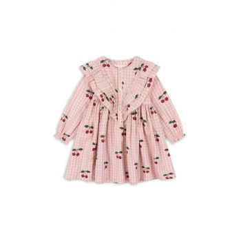 Konges Sløjd rochie din bumbac pentru copii KIM FRILL DRESS GOTS culoarea roz, mini, evazati, KS101547