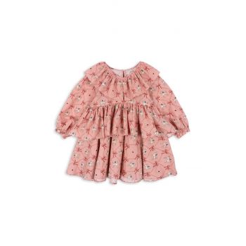 Konges Sløjd rochie din bumbac pentru copii LUNELLA DRESS GOTS culoarea roz, mini, evazati, KS101576