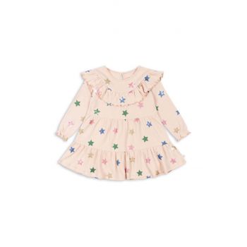 Konges Sløjd rochie din bumbac pentru copii MALLI GLITTER DRESS GOTS culoarea bej, mini, evazati, KS101594