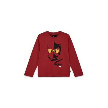 Lego longsleeve din bumbac pentru copii LWTANO 603 culoarea bordo, cu imprimeu, 12011296