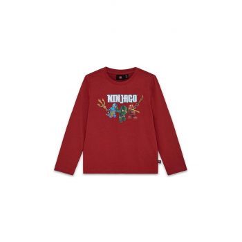 Lego longsleeve din bumbac pentru copii LWTANO 620 culoarea bordo, cu imprimeu, 12011307