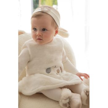 Mayoral Newborn rochie bebe culoarea bej, mini, evazati, 2890