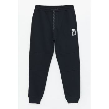 Pantaloni de trening din amestec de bumbac cu talie ajustabila