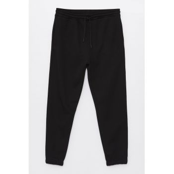 Pantaloni de trening din amestec de bumbac cu talie medie