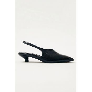 Pantofi slingback de piele cu toc kitten