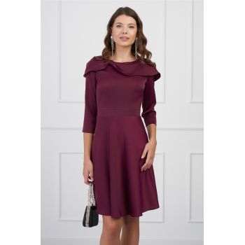 Rochie DY Fashion bordo cu guler maxi tip funda