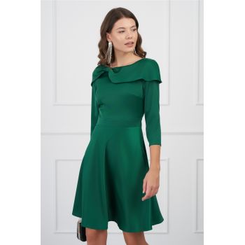 Rochie DY Fashion verde cu guler maxi tip funda