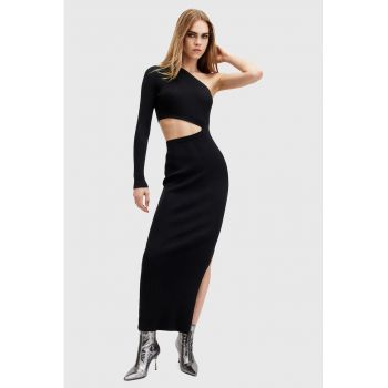 Rochie maxi cambrata cu decolteu pe un umar