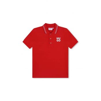 HUGO tricou polo copii culoarea rosu, cu imprimeu, G00159