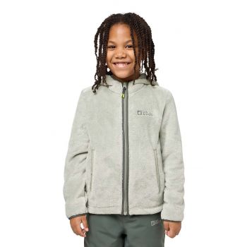 Jack Wolfskin bluza copii culoarea verde, cu glugă, neted, 1608672