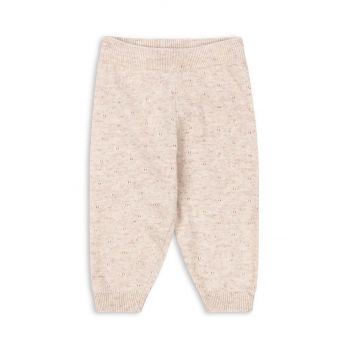 Konges Sløjd pantaloni din amestec de lână pentru copii MINO KNIT PANTS culoarea bej, neted, KS101616