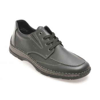 Pantofi casual RIEKER negri, 5315, din piele naturala