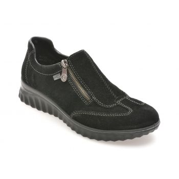 Pantofi casual RIEKER negri, 59071, din piele intoarsa