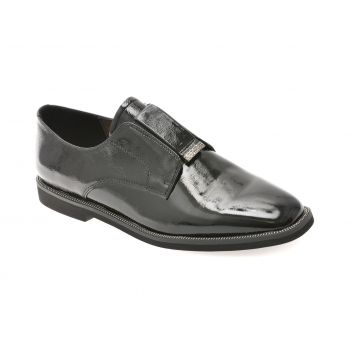 Pantofi casual EPICA negri, 1F6529, din piele naturala lacuita