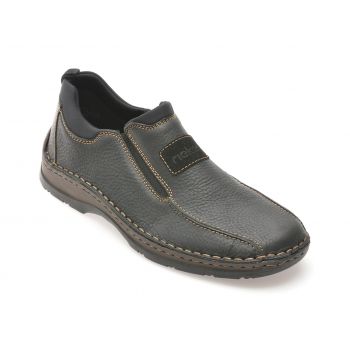 Pantofi casual RIEKER negri, 5363, din piele naturala