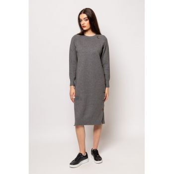 Rochie cu decolteu rotund si nasturi laterali Heather