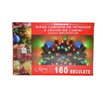 Instalatie de Craciun sirag luminos cu 8 jocuri de lumini 160 de beculete multicolor