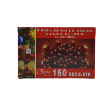 Instalatie de Craciun sirag luminos cu 8 jocuri de lumini 160 de beculete rosii