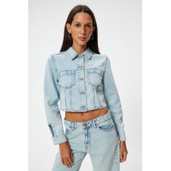 Jacheta-camasa crop din denim