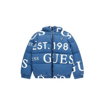 GUESS - Jacheta cu fermoar - model logo si terminatii elastice