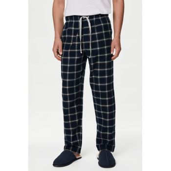 Pantaloni de pijama in carouri cu buzunare laterale