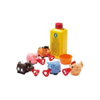 Set baloane de sapun Bubbelix 5 figurine vesele mini Pustefix bubble toys animale ferma