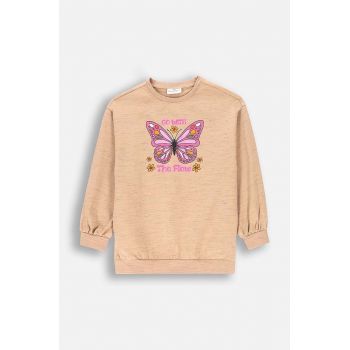 Coccodrillo longsleeve copii culoarea bej, MYSTIC NATURE GIRL KIDS