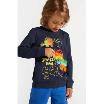 Coccodrillo longsleeve din bumbac pentru copii culoarea albastru marin, cu imprimeu, DIGITAL BOY KIDS