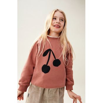 Liewood hanorac de bumbac pentru copii Aude Placement Sweatshirt culoarea roz, cu imprimeu, LW18792