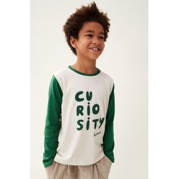 Liewood longsleeve din bumbac pentru copii Apia Placement Longsleeve T-shirt culoarea verde, cu imprimeu, LW19562