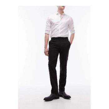 Pantaloni stretch slim texturati, negru, M